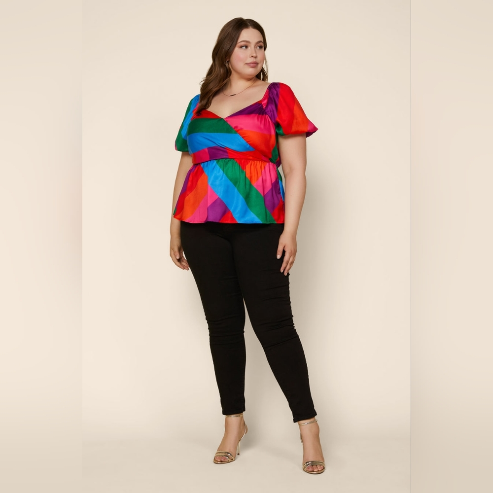 Skies Are Blue | NWT! Multicolor Peplum Top, Sz. 2X